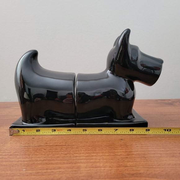 Vintage Glossy Black Ceramic Scottie Dog Bookends - Picture 5 of 16